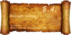 Balogh Alexa névjegykártya